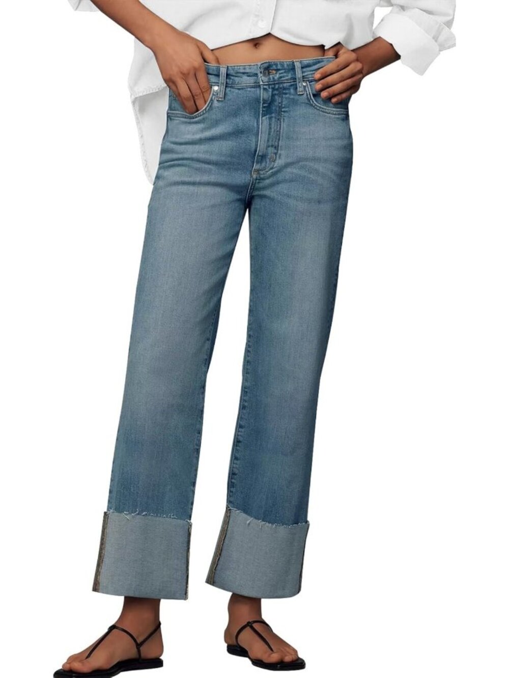 Trendy High Waist Wide Leg Baggy Jeans for Women - Stretchy Denim Pants Fall